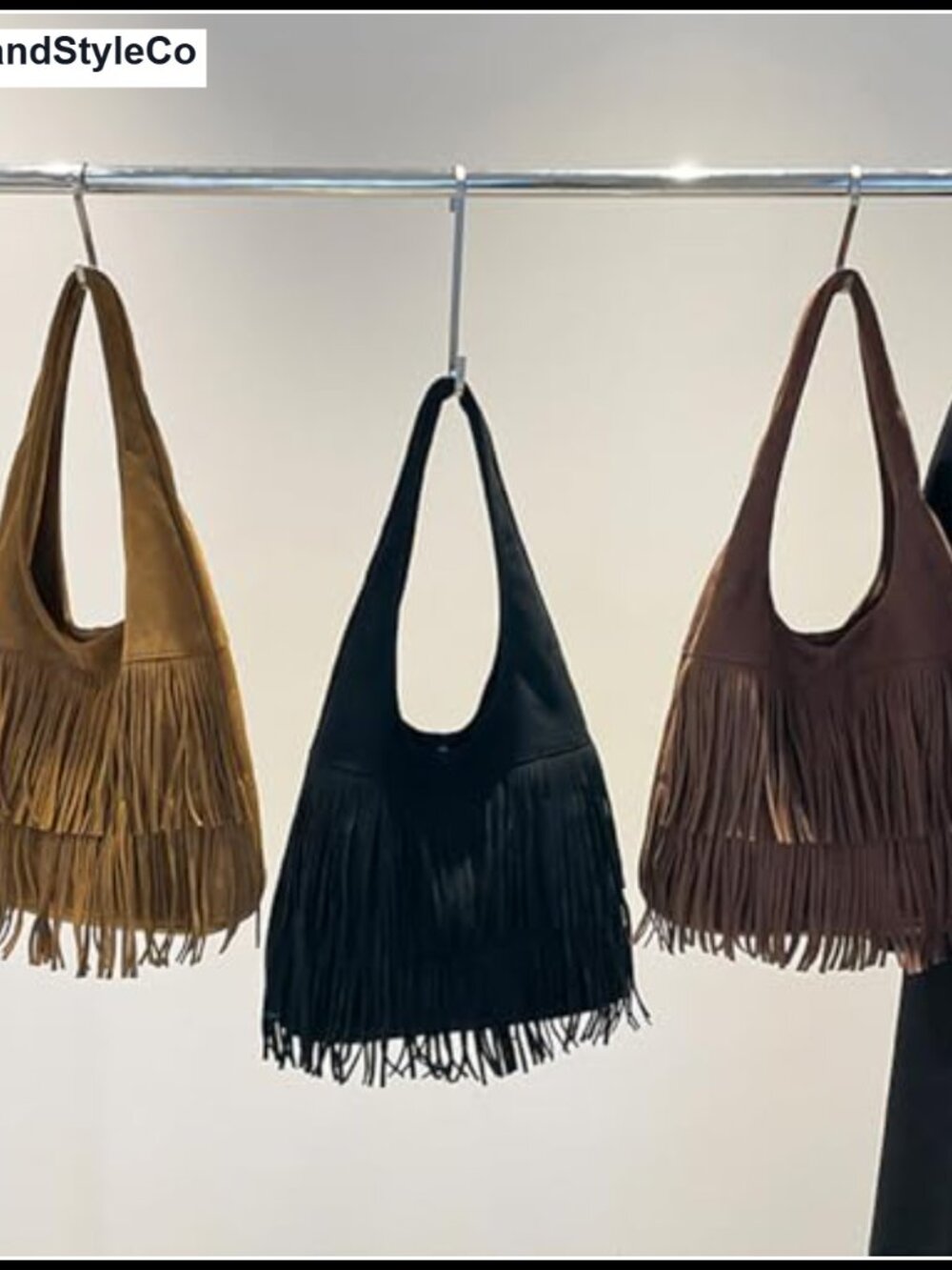 Vintage Fringe Hobo Bag Suede Handbag Tassel Shoulder Bag Women Boho Tote - Picture 2 of 6